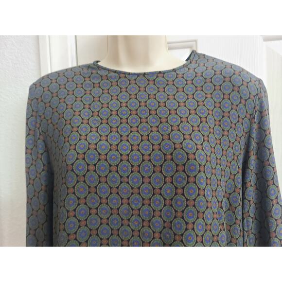 Y2K Boho Blouse - Vintage Green Paisley Round Neck Size 10 JH Collectibles - Picture 3 of 9